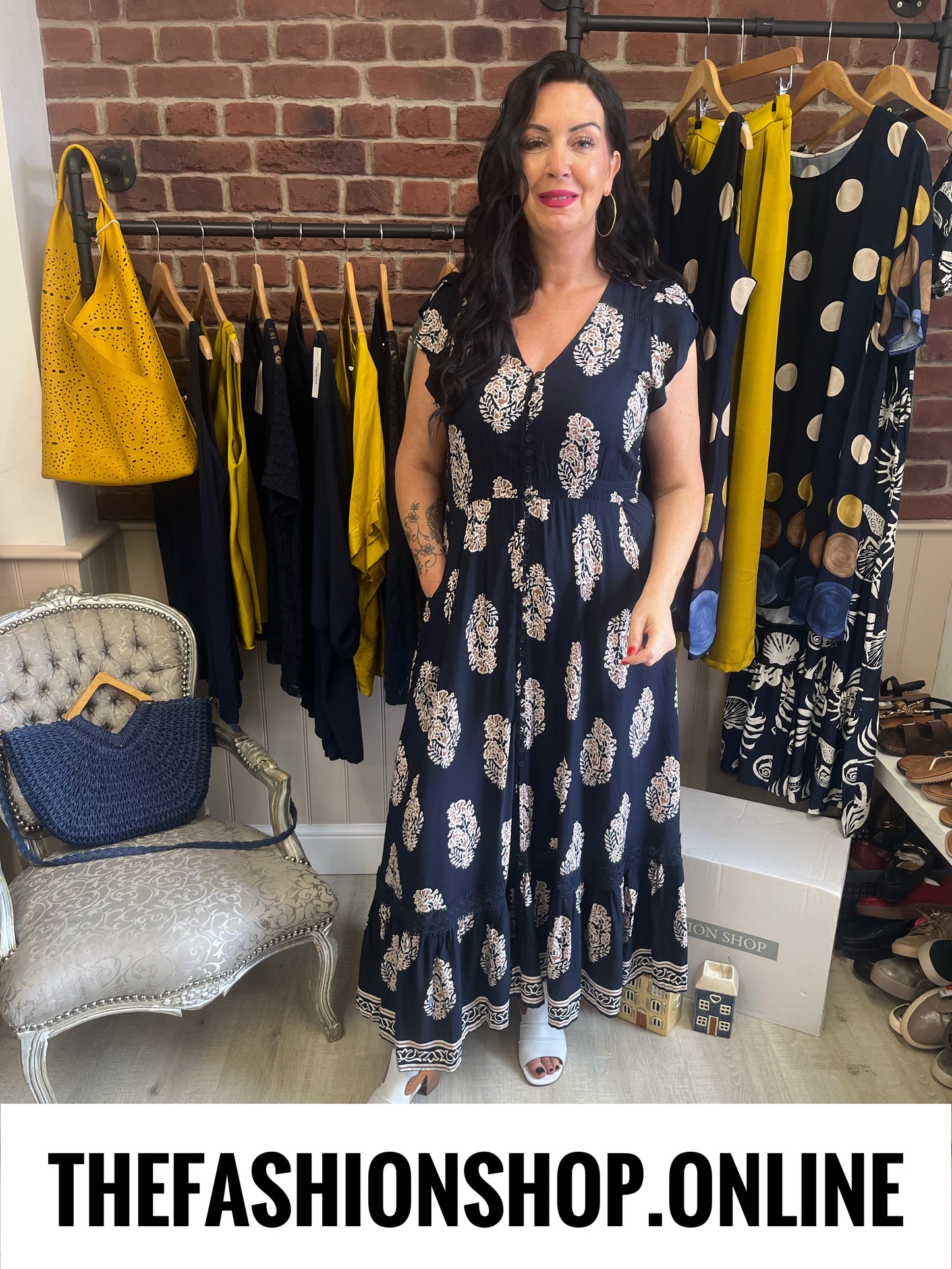 Stella Morgan Boho Block Print Maxi Dress sizes 12-22