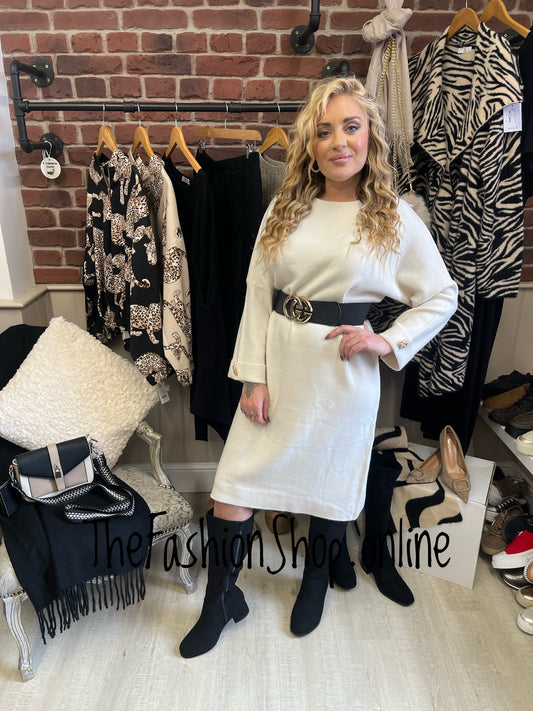 Sara cream cashmere mix jumper dress 12-16