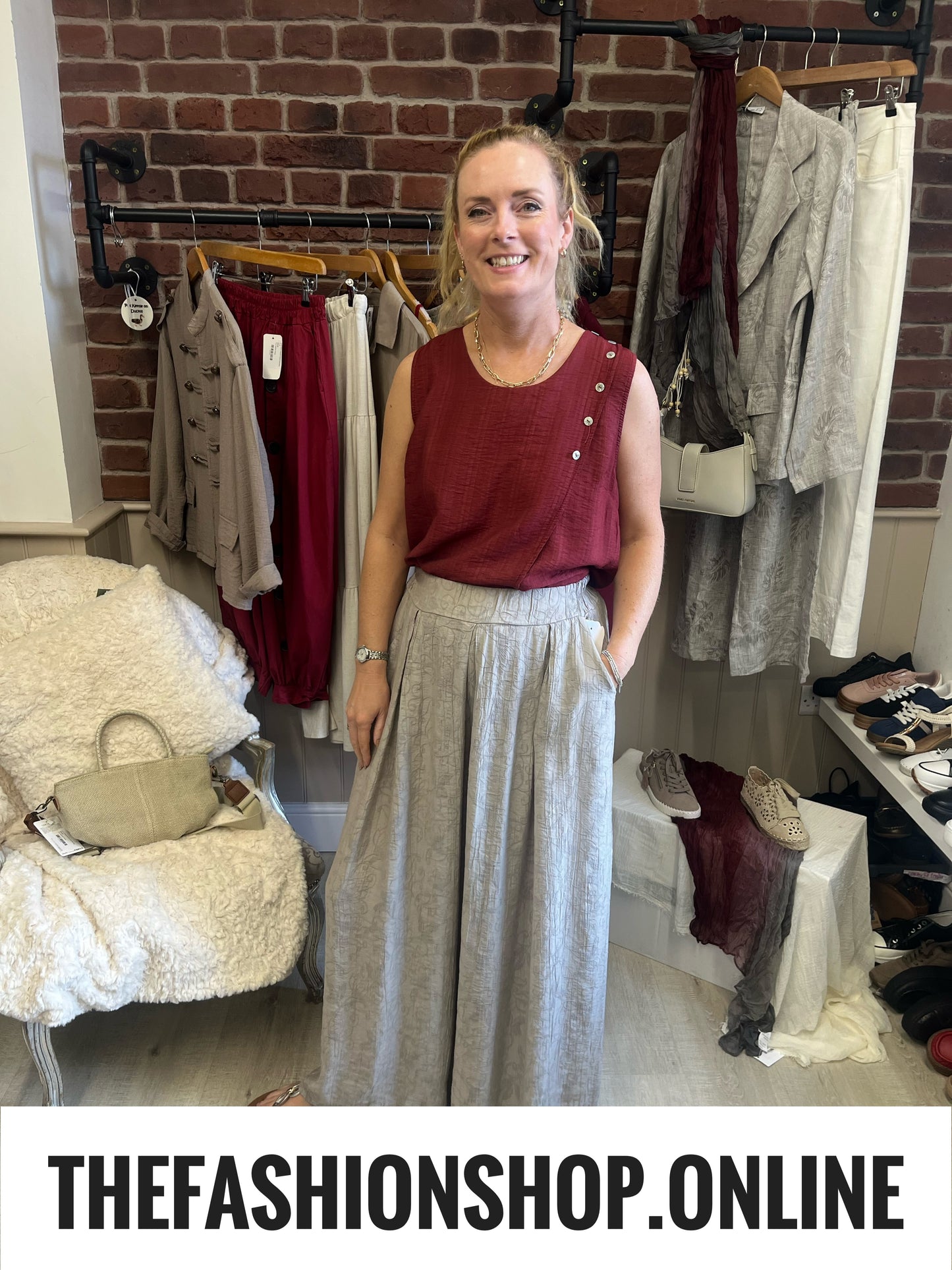 Tiffany mocha jacquard wide leg trousers 10-16
