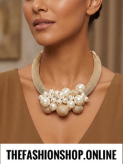 Cluster Pearl Choker Necklace
