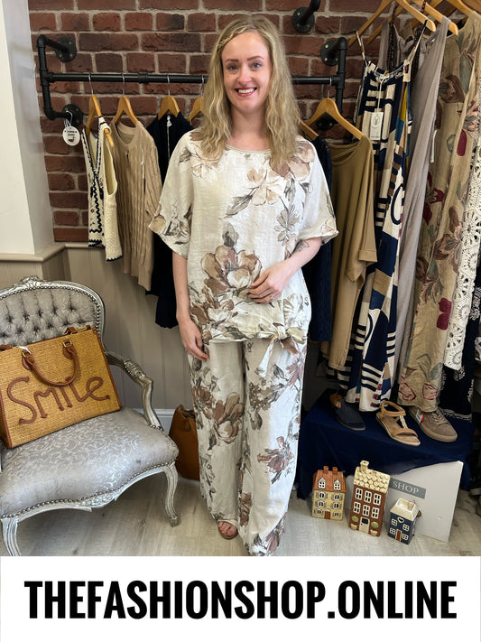 Rachel floral linen top 14-18