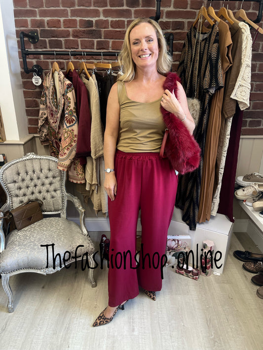 Courtney wine wide leg trousers 10-16