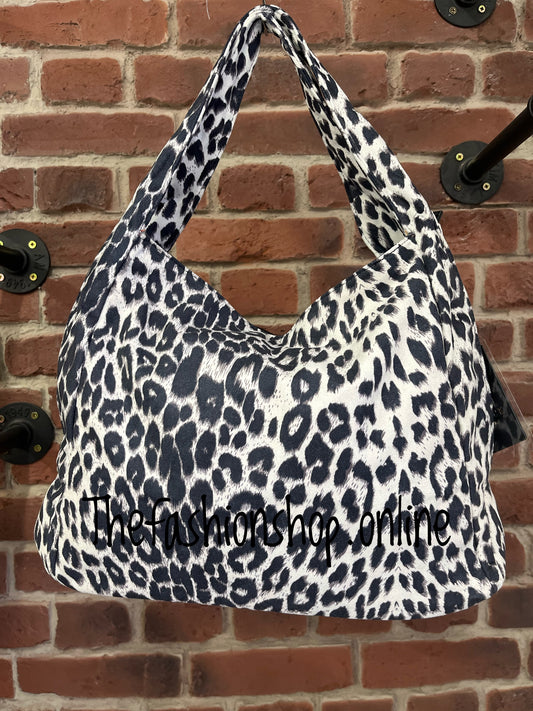 Kelly Leopard Print Bag in Black and White