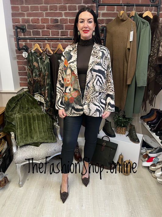 Frida Kahlo faux suede jacket 10-16