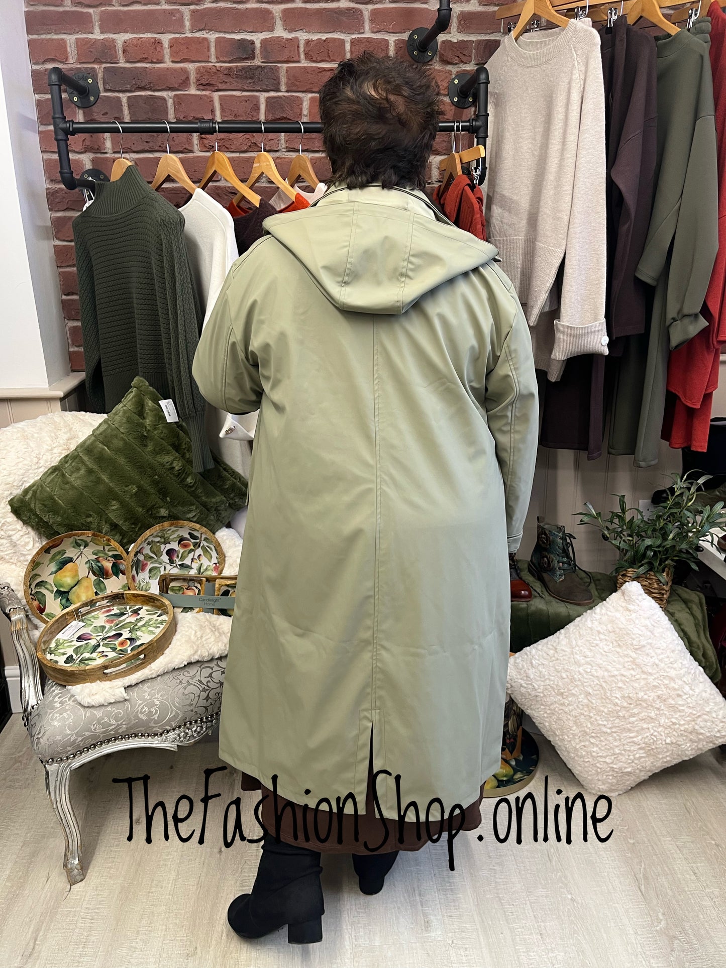 Monica khaki rubberised raincoat sizes 8, 10, 12, 14, 16