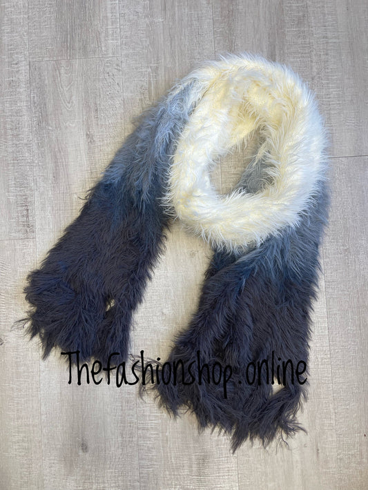 Grey ombre fluffy scarf