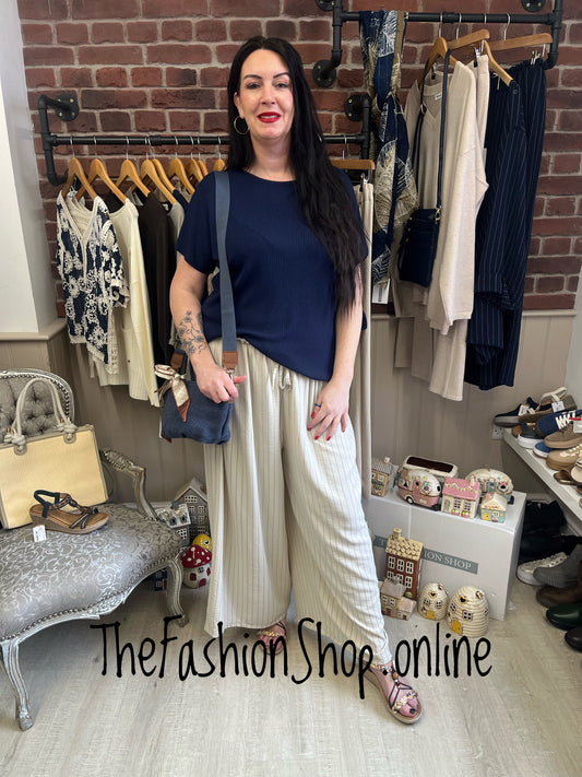 Penelope navy ribbed top 14-20