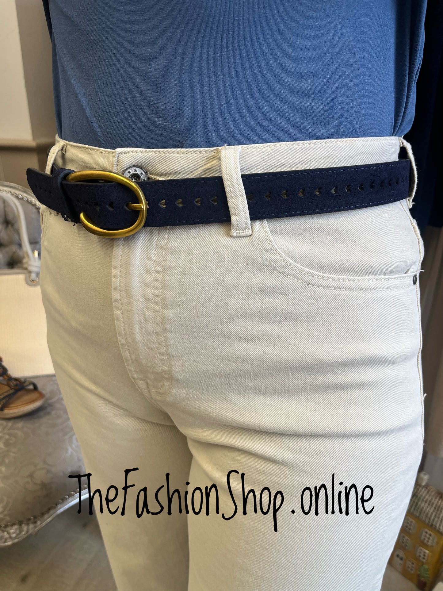 Zelly Constellation navy leather belt