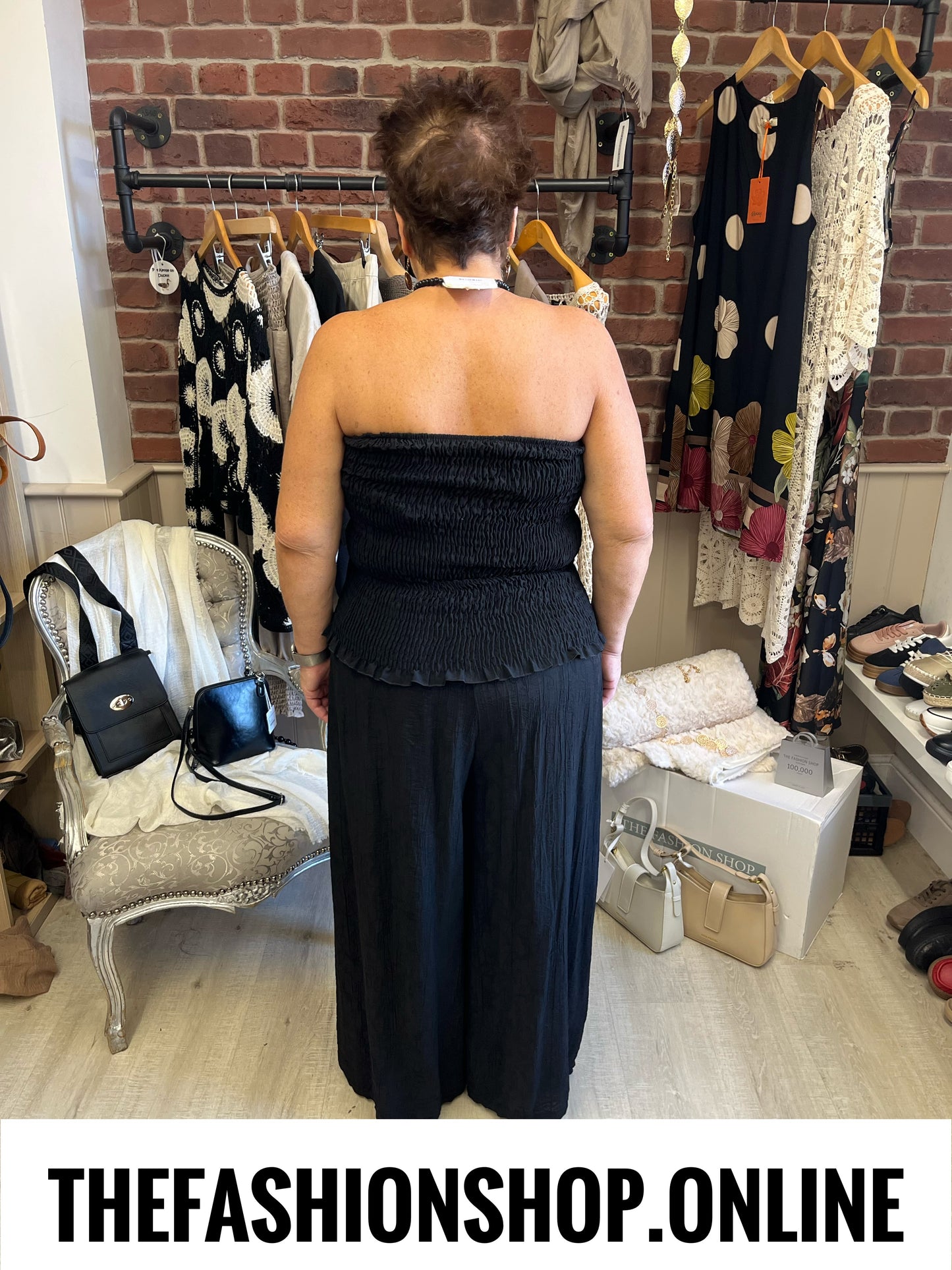 Sadie black shirred bandeau top 12-16