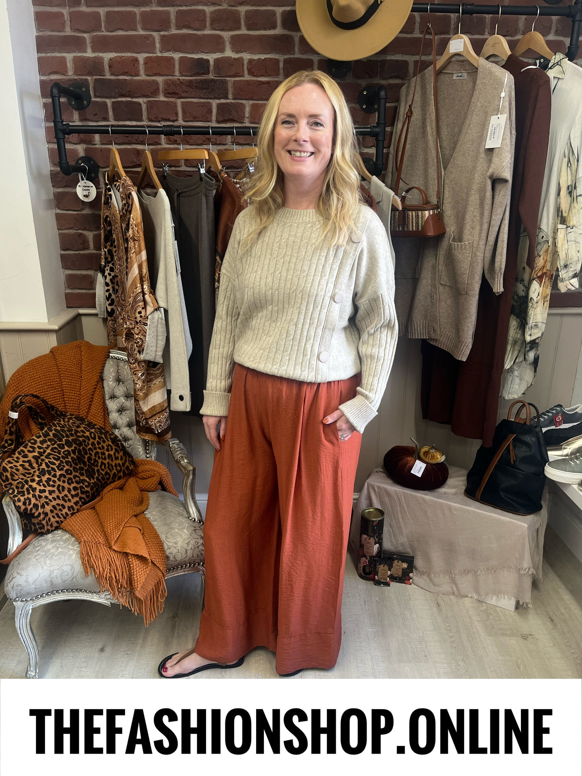 Alison beige cable knit button jumper 10-18