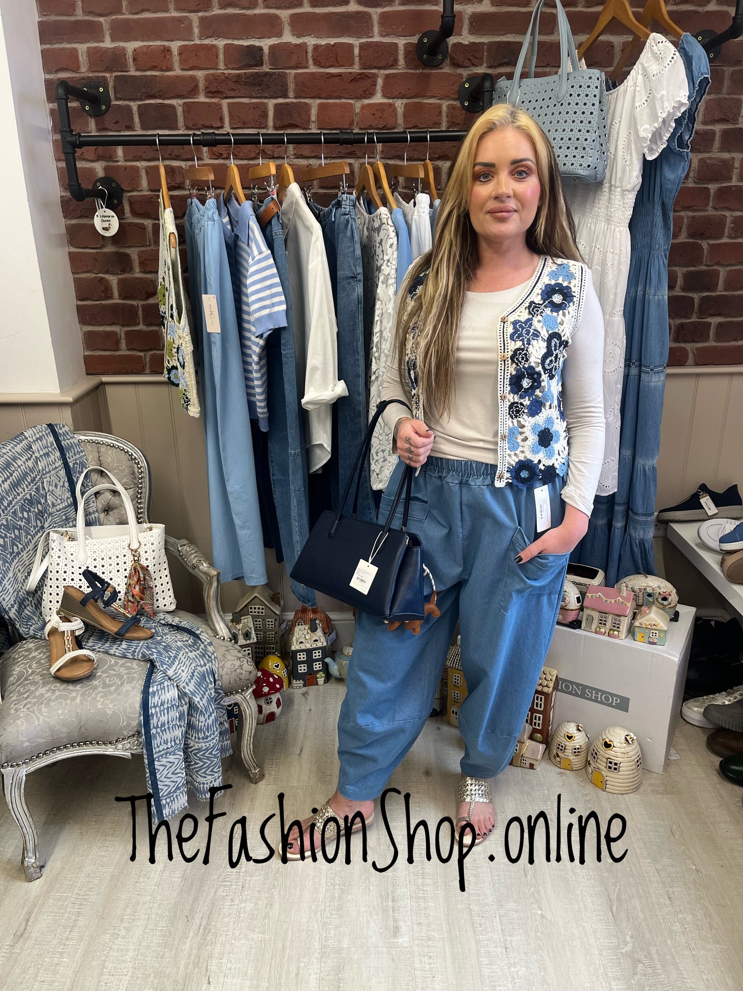 Estelle denim blue pocket trousers 10-18