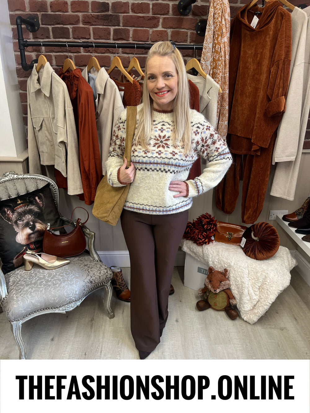 Terri beige Fair Isle wool mix jumper 10-16