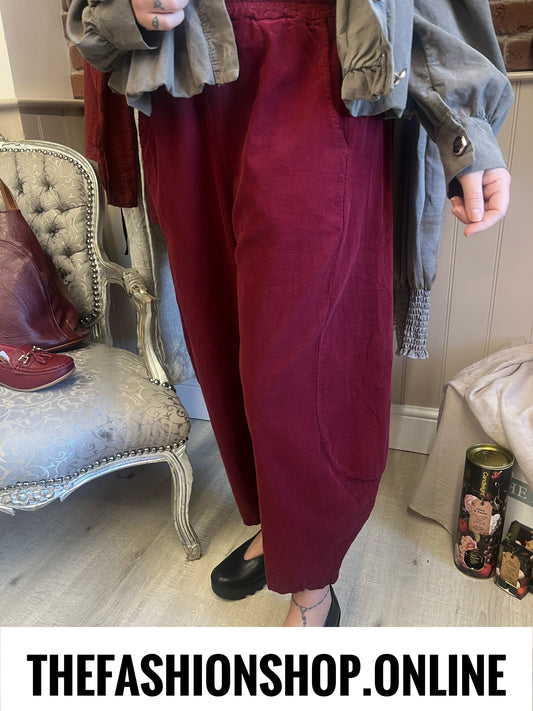Katelyn wine needle cord balloon trousers 10-18