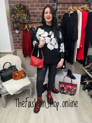 Wendy black floral jumper 12-22