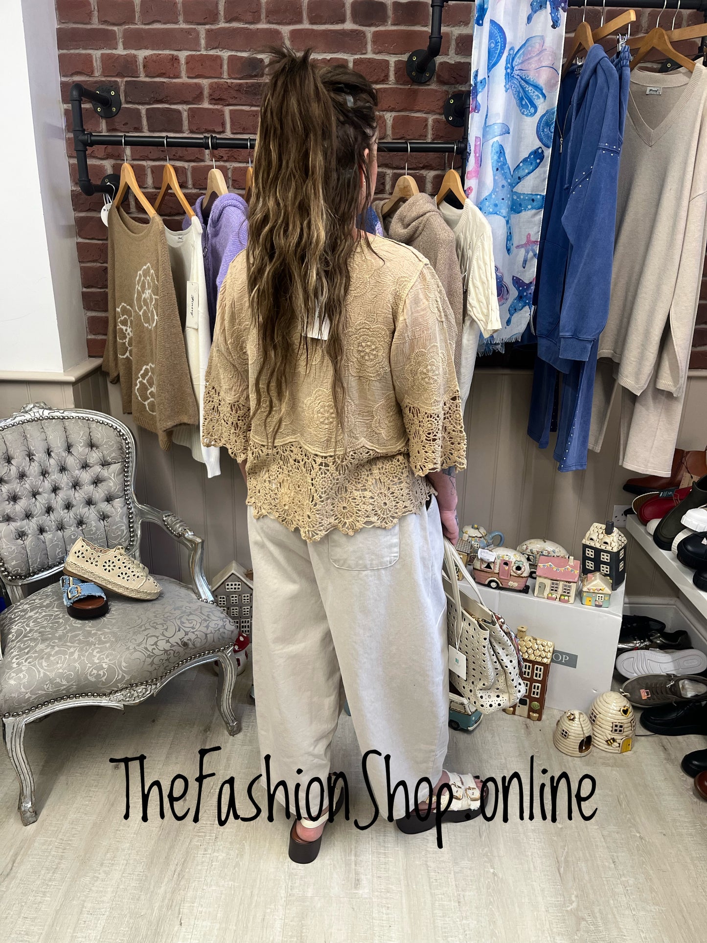 Sienna camel lace blouse 8-16