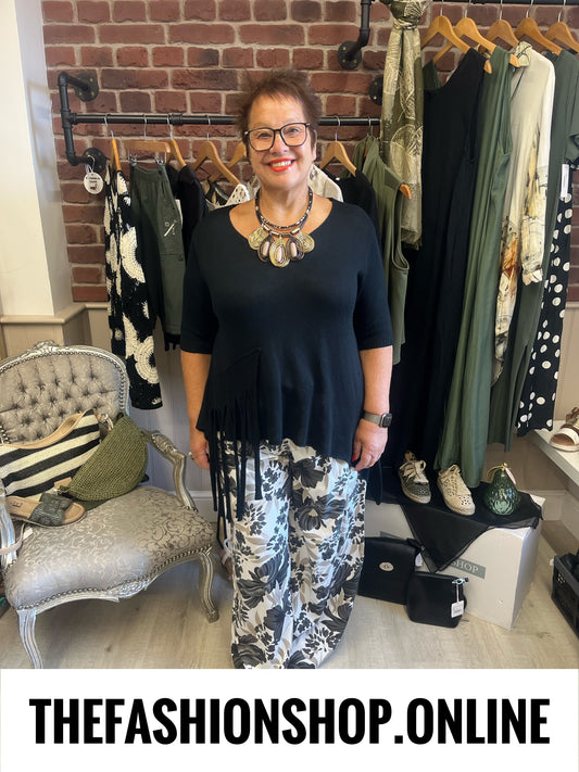 Leona mocha and black floral trousers 12-20