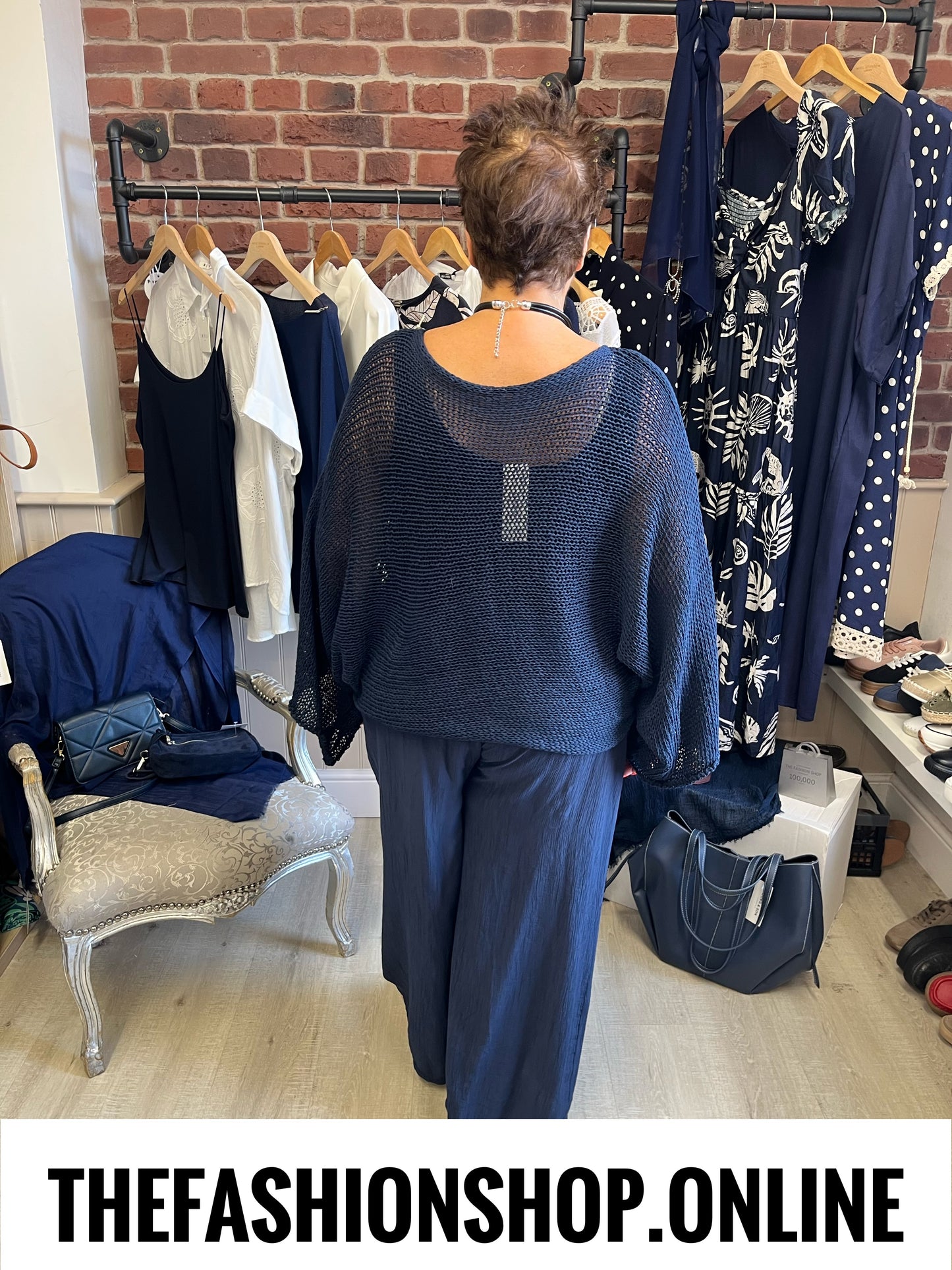 Pamela Navy Tie Front Knit 12-20