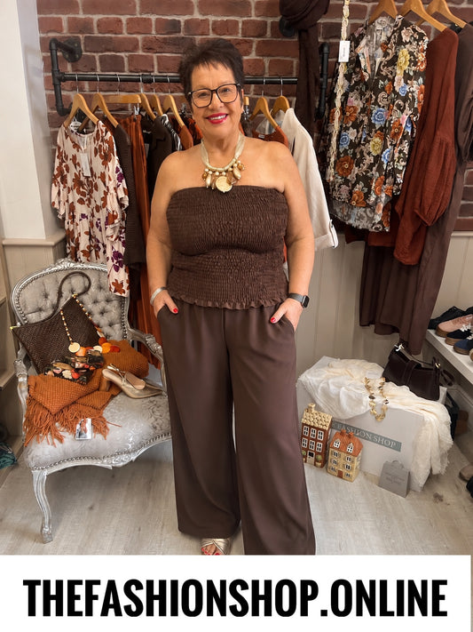 Sadie brown shirred bandeau top 12-16