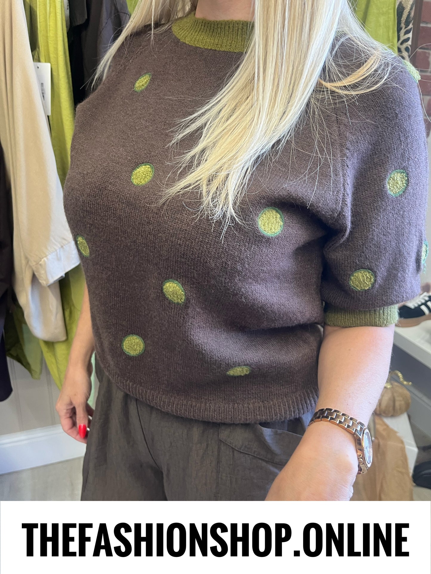 Wendy brown spot knitted top 8-14