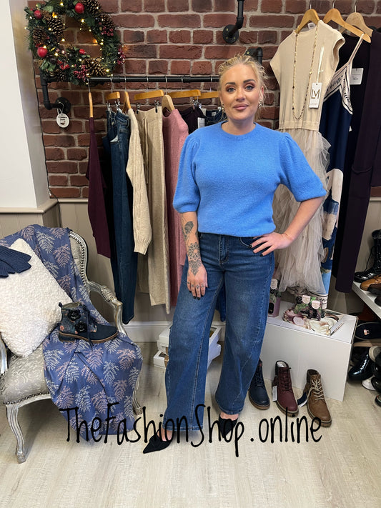 Lily cornflower blue wool mix top 8-14