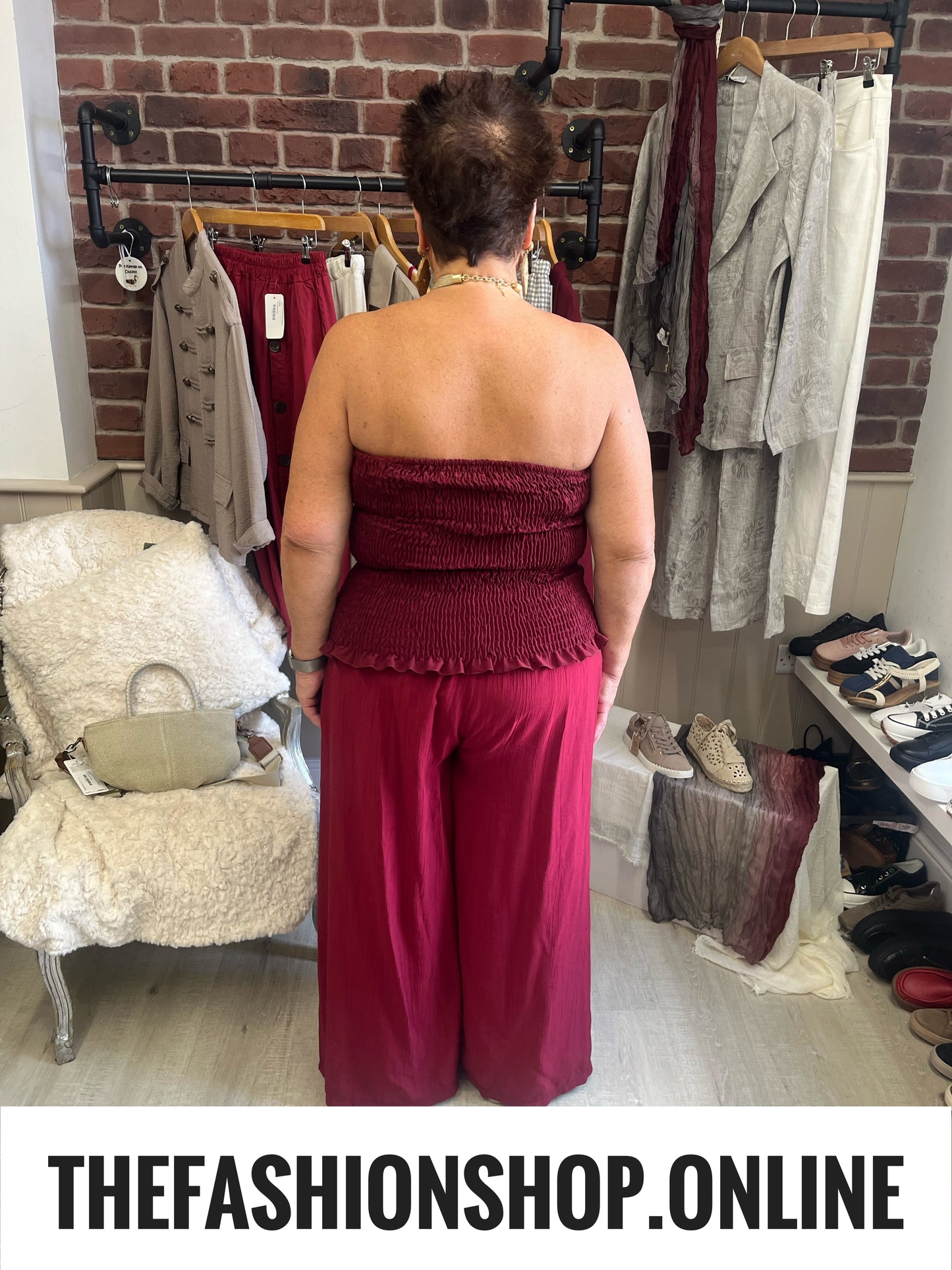 Sadie wine shirred bandeau top 12-16