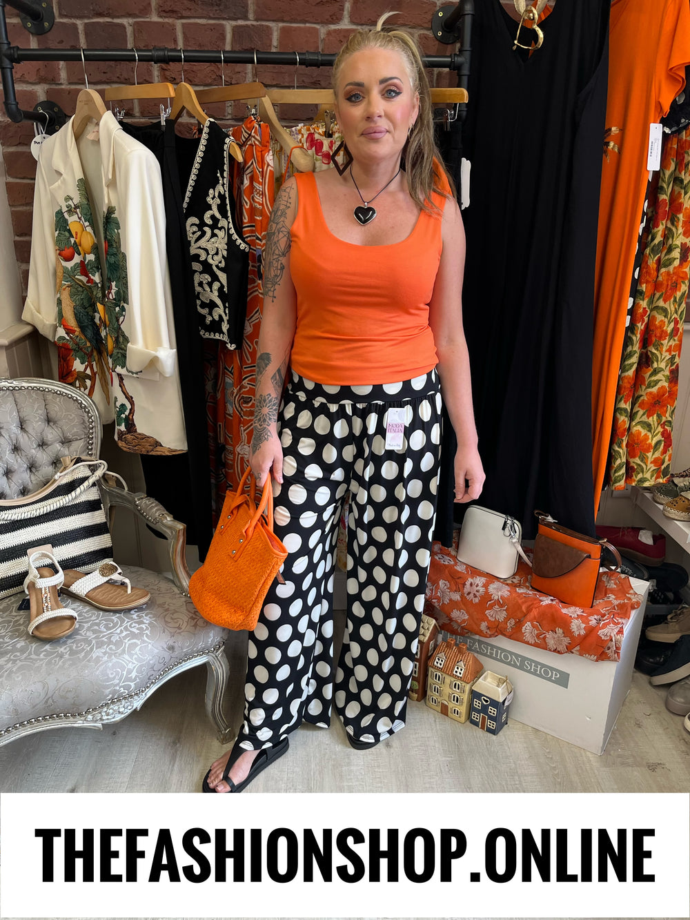 Luna black and white large spot trousers 14-20