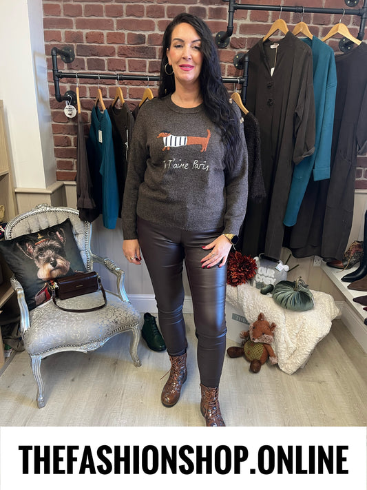 Paris dachshund wool mix jumper 8-16