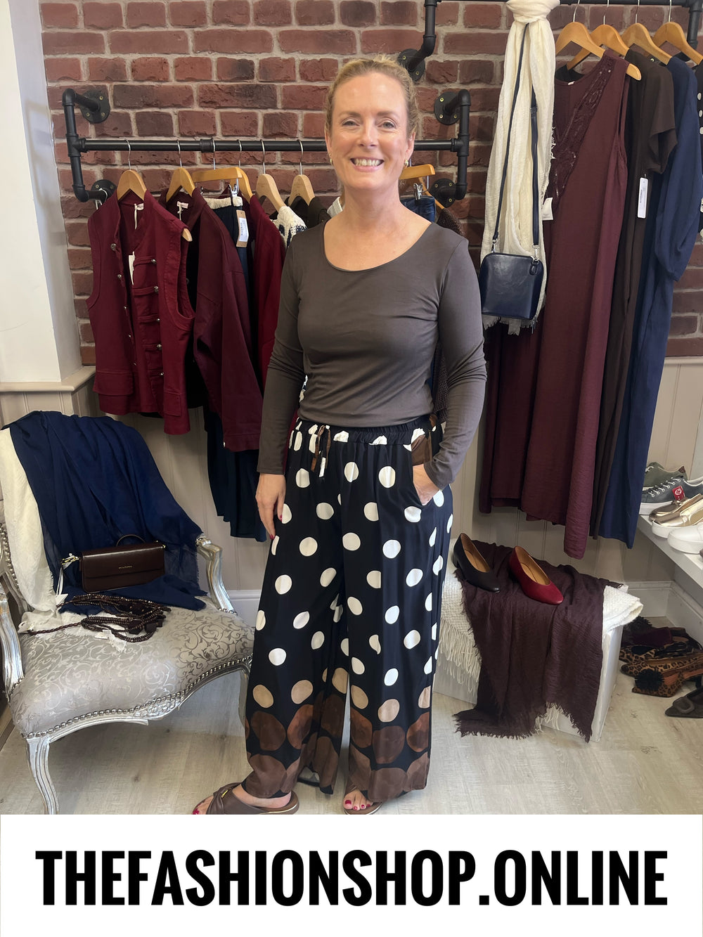 Fiona brown long sleeve top 8-14