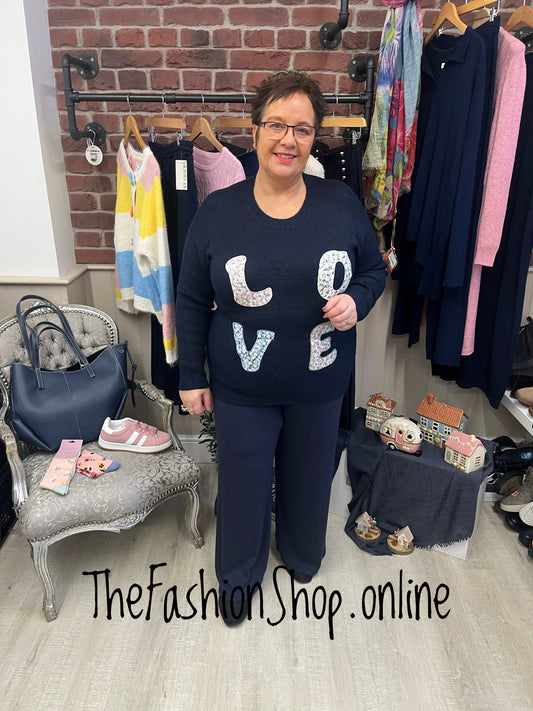 Jamie navy love wool mix jumper 12-18