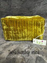 Lua Olive Velvet Cosmetic Purse
