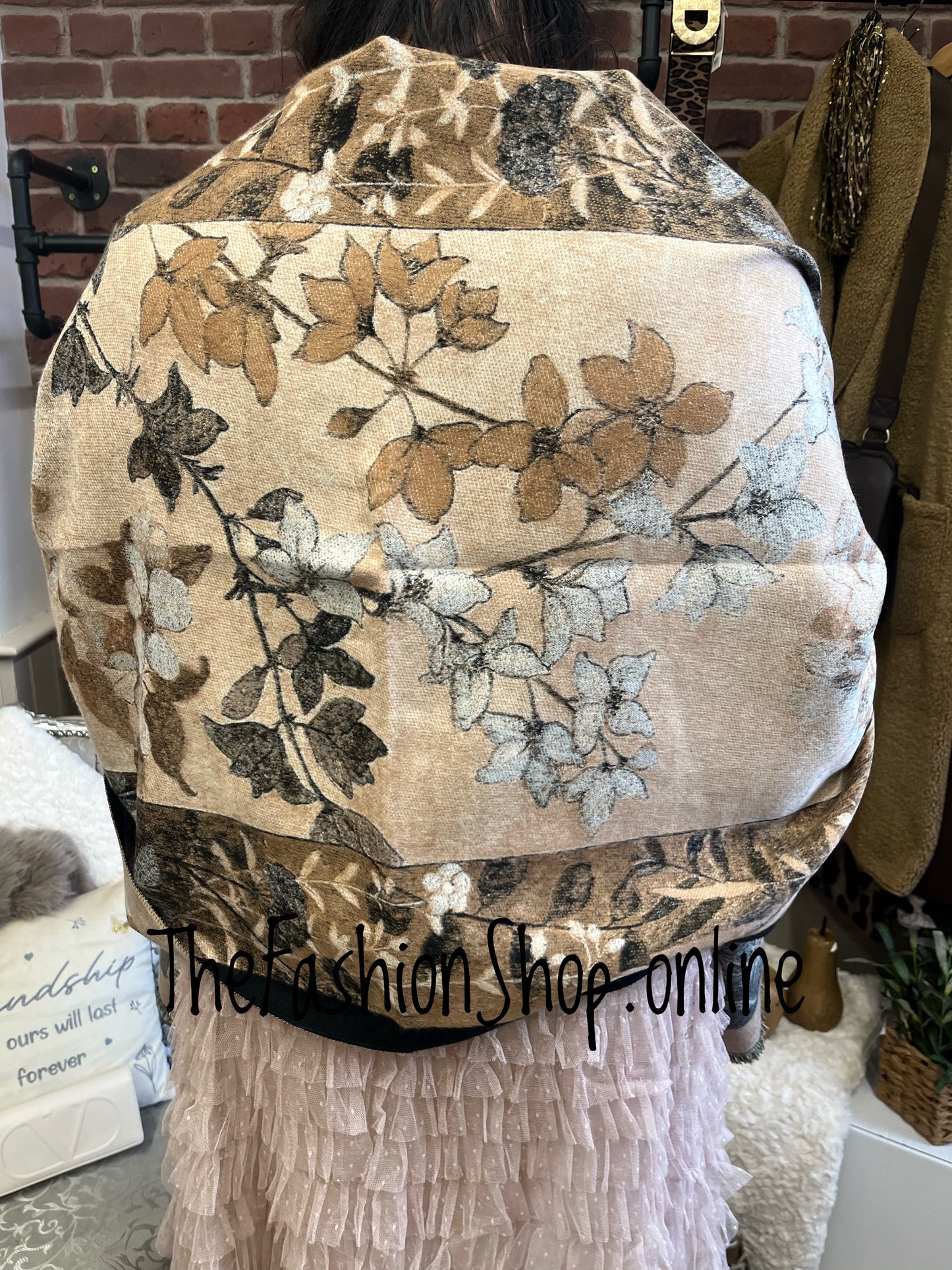 Brown Luxury Oriental Pashmina Scarf