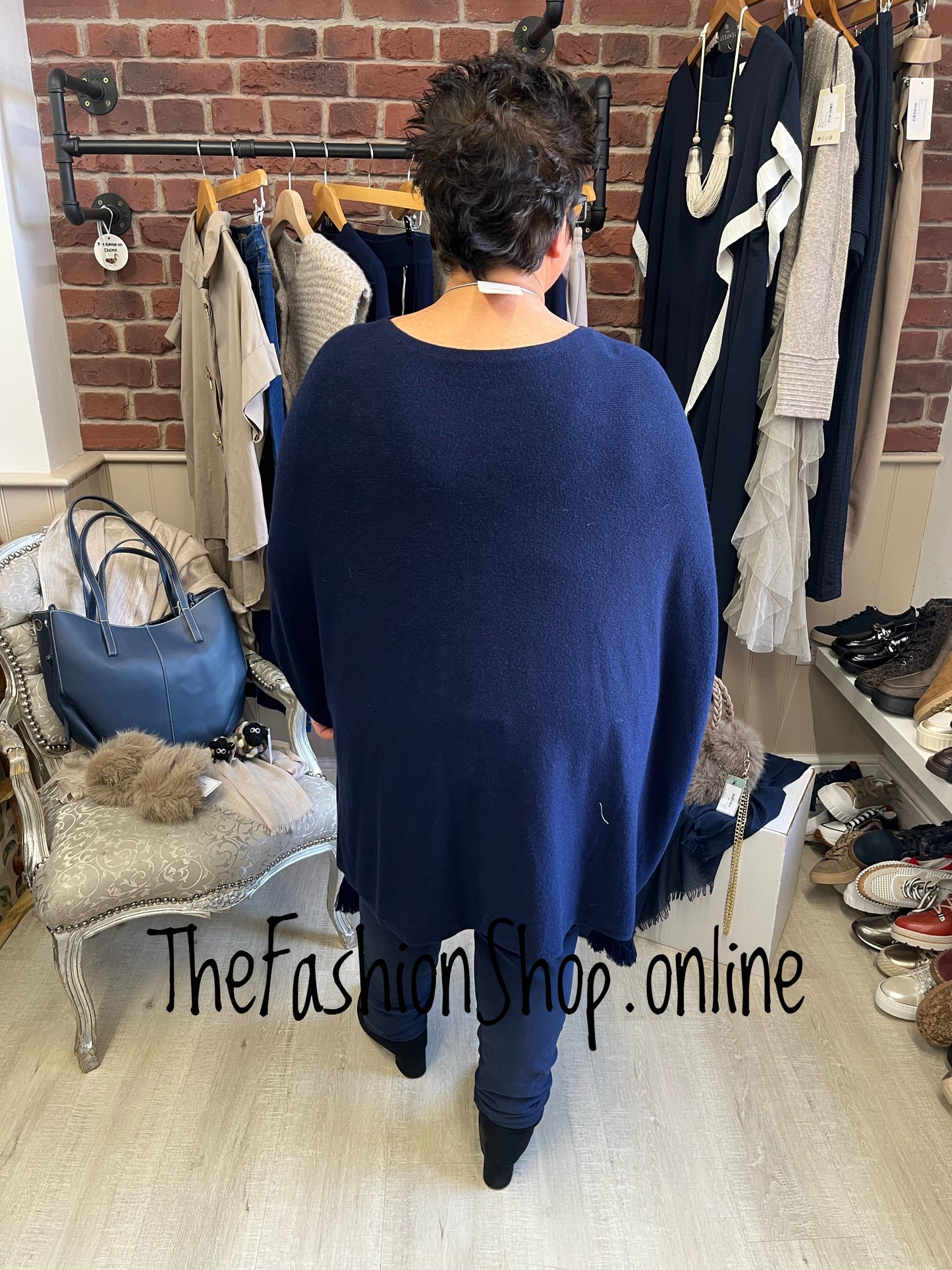 Navy poncho with sleeves 12-26