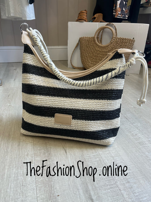 Ibiza bold stripes straw bag