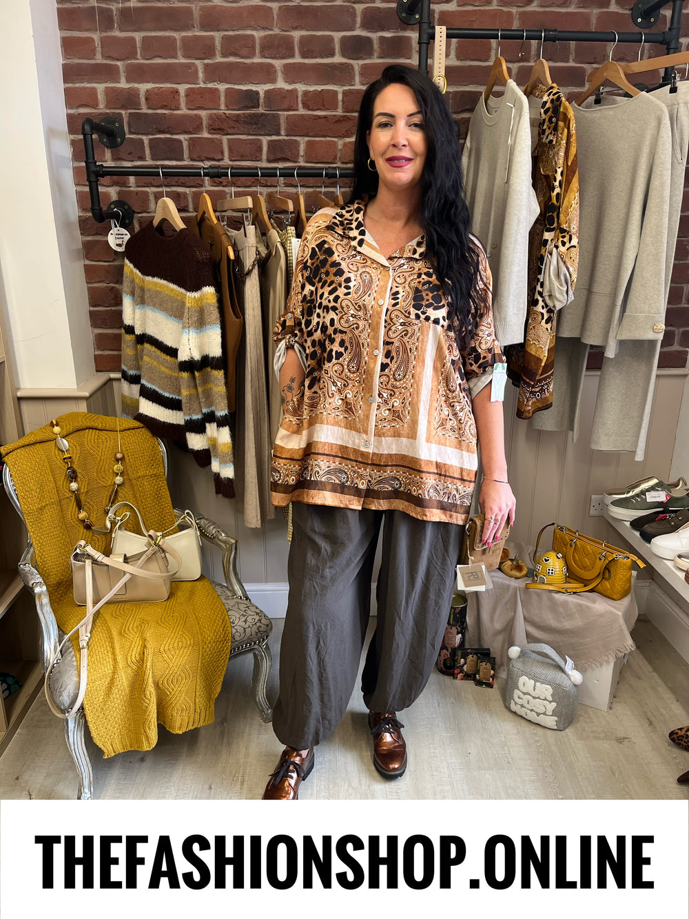Miranda camel animal print shirt 16-22