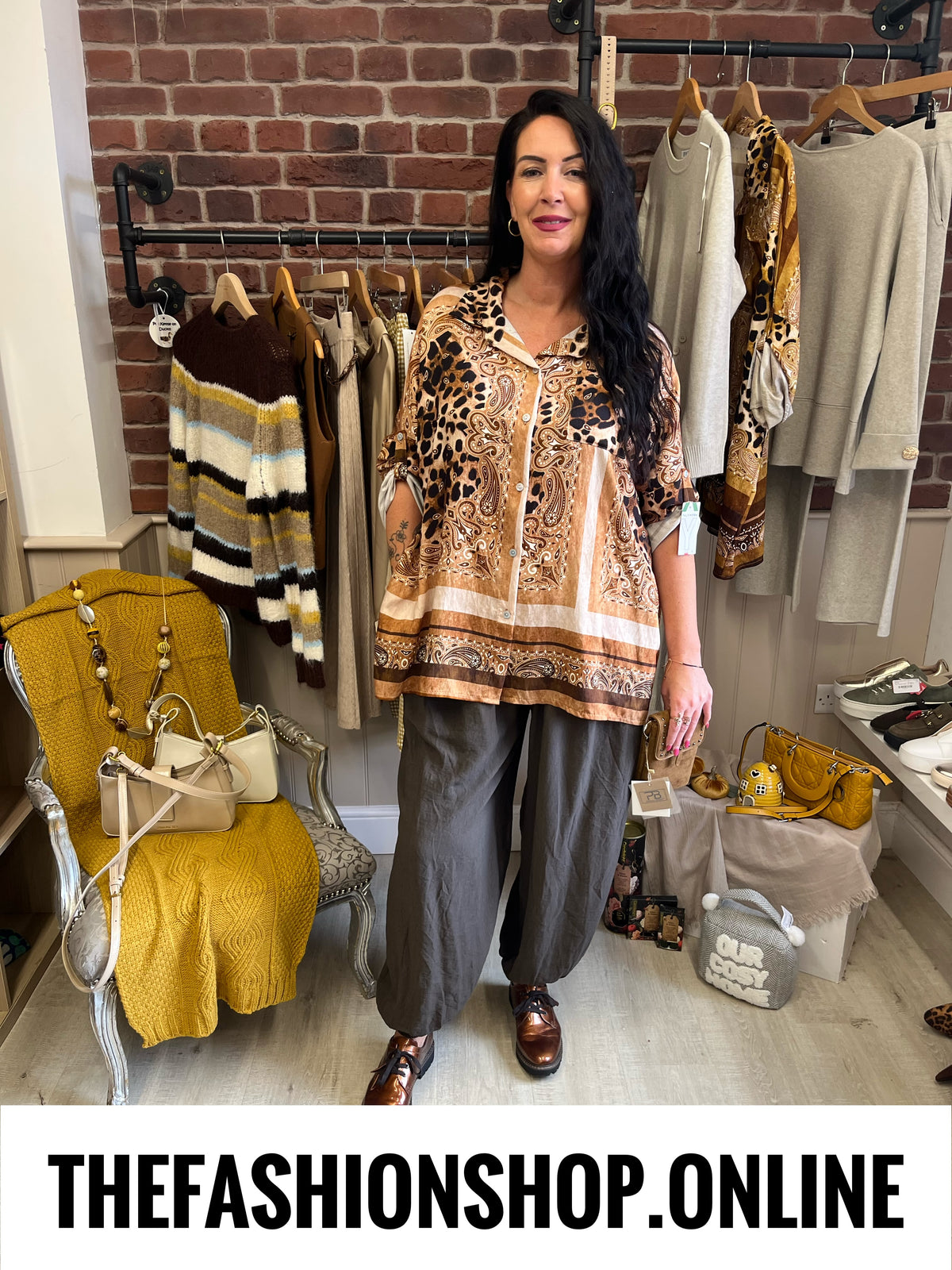 Miranda camel animal print shirt 16-22