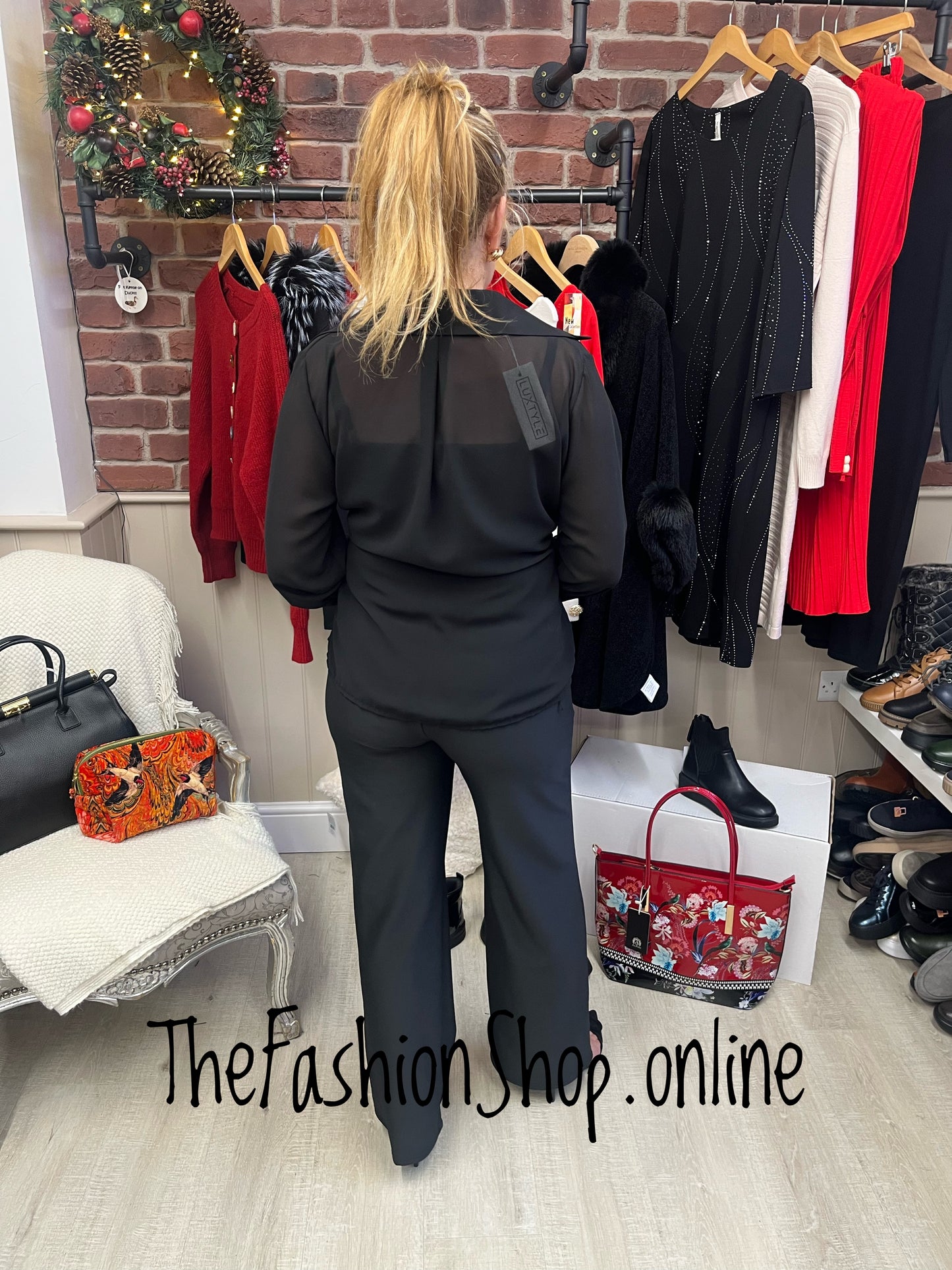 Orla black sheer tie front blouse 8-14