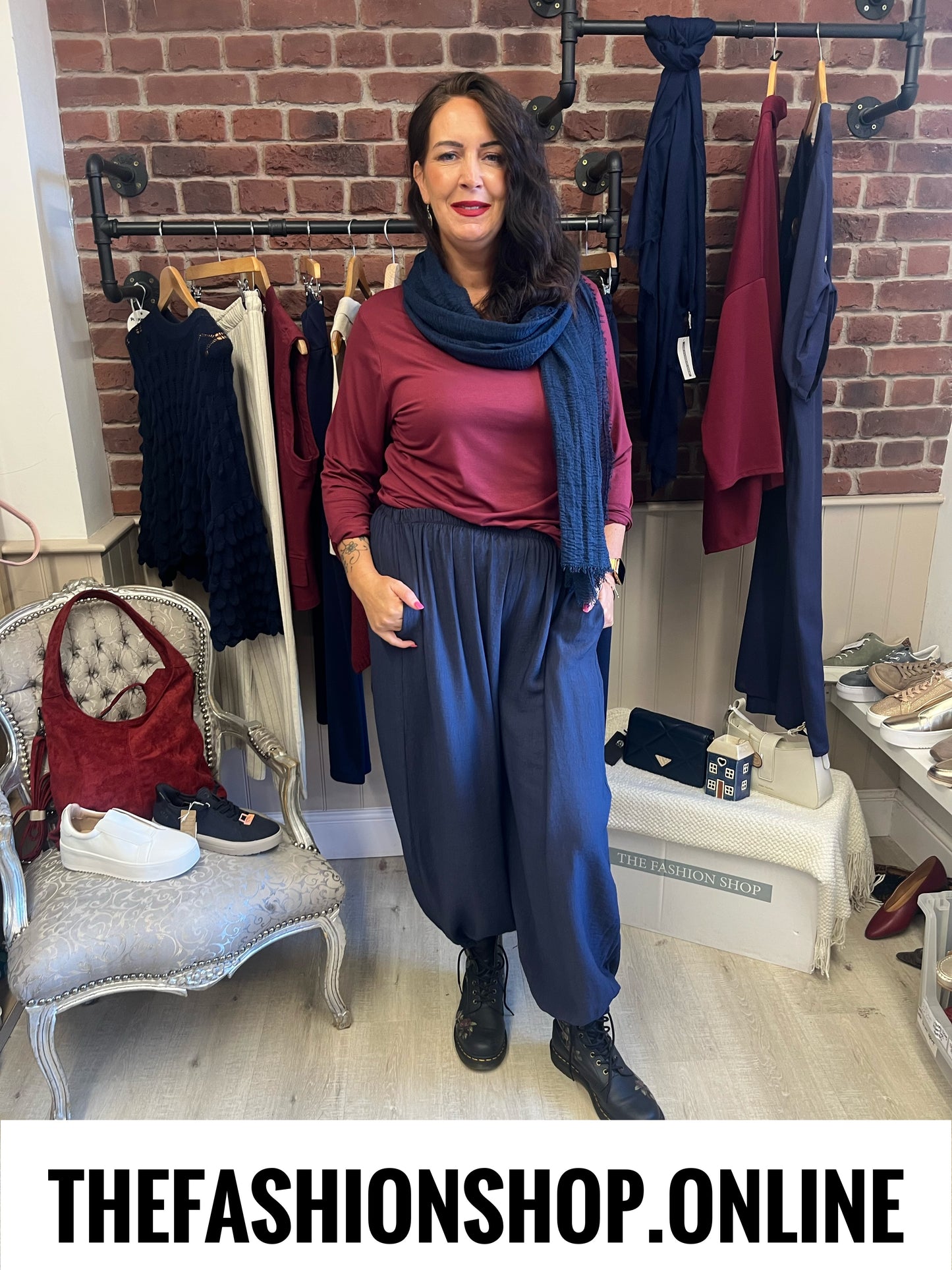 Carmen wine long sleeve layering top 14-20