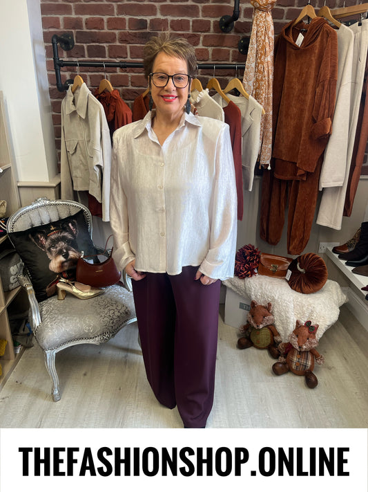 Angel champagne statement textured blouse 14-20