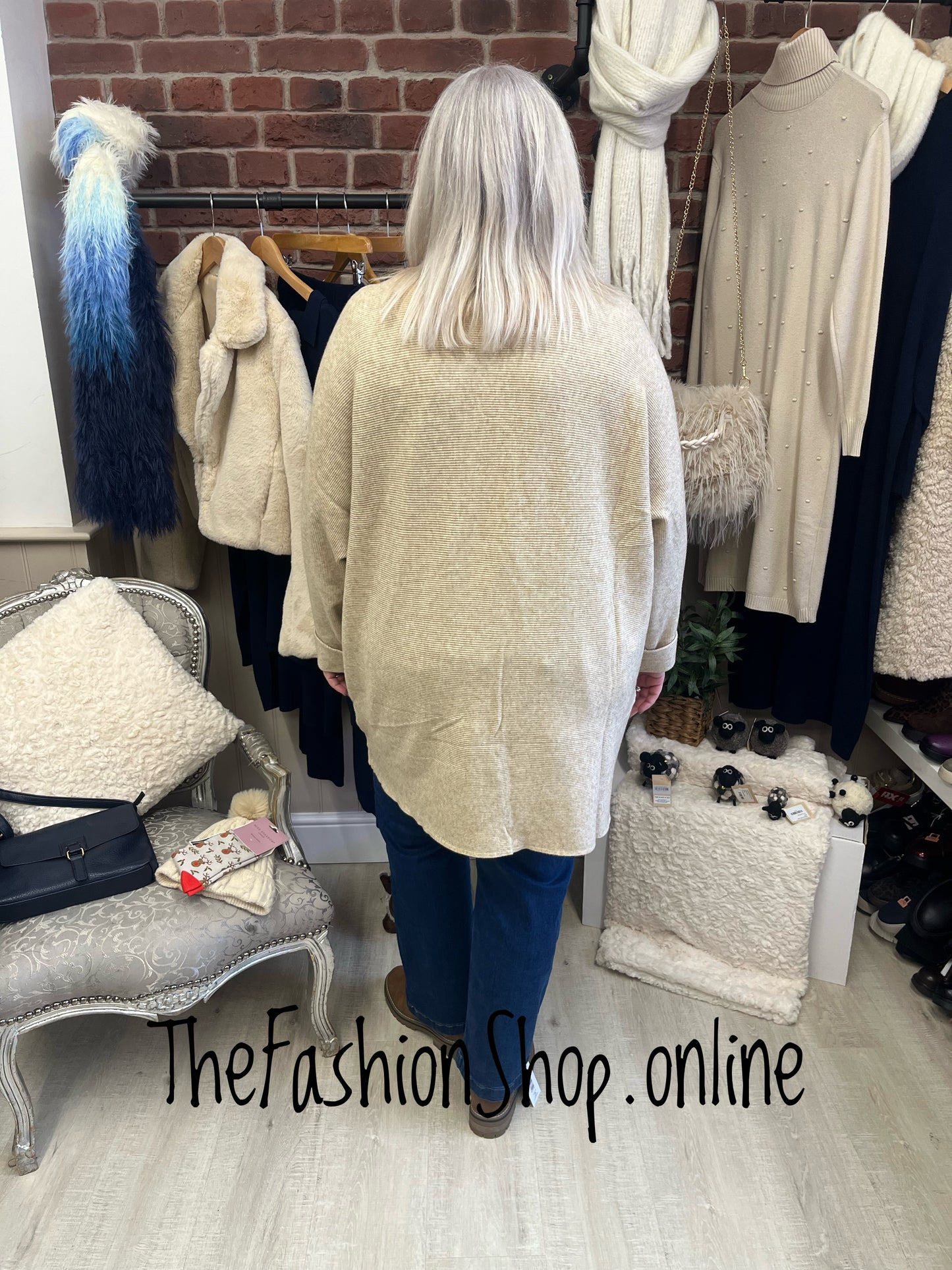 Anita beige ribbed jumper 18-24