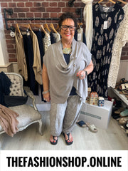 Marlene mocha linen mix drape jacket 14-22