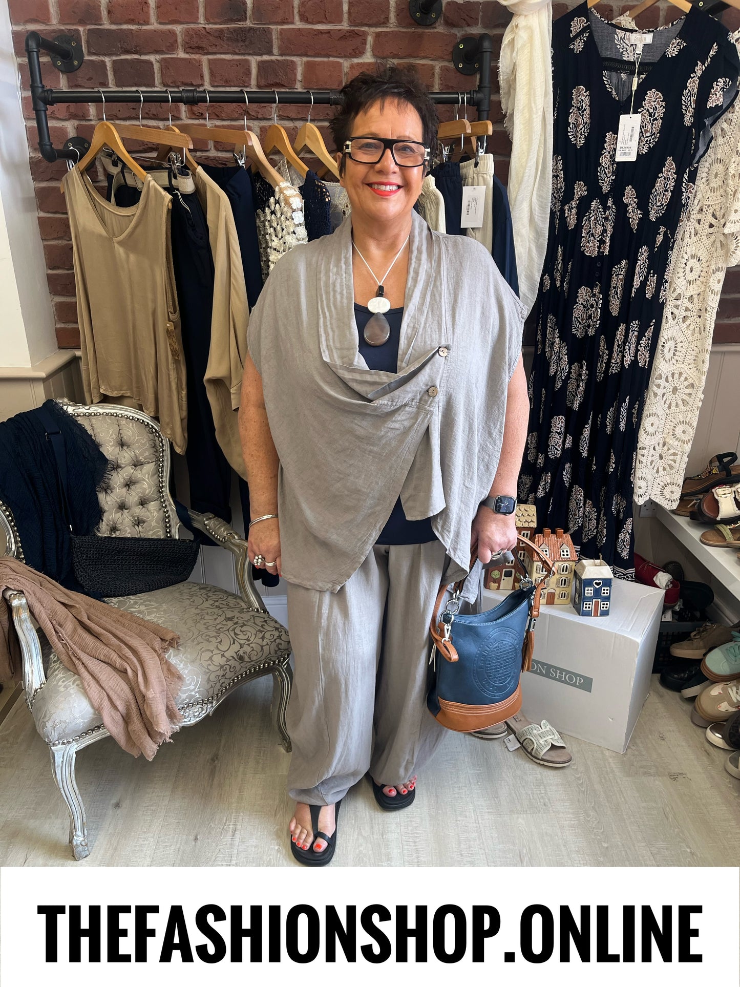 Caroline mocha linen mix barrel leg trousers 10-20