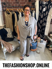 Caroline mocha linen mix barrel leg trousers 10-20