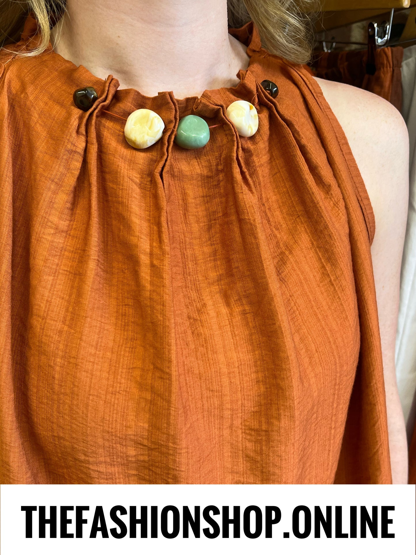 Sierra cinnamon beaded sleeveless top 8-16