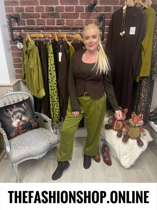 Andrea olive trousers with belt 8-16
