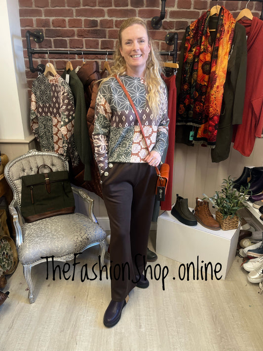 Keira Autumn Patchwork Knitted Jumper 8-16