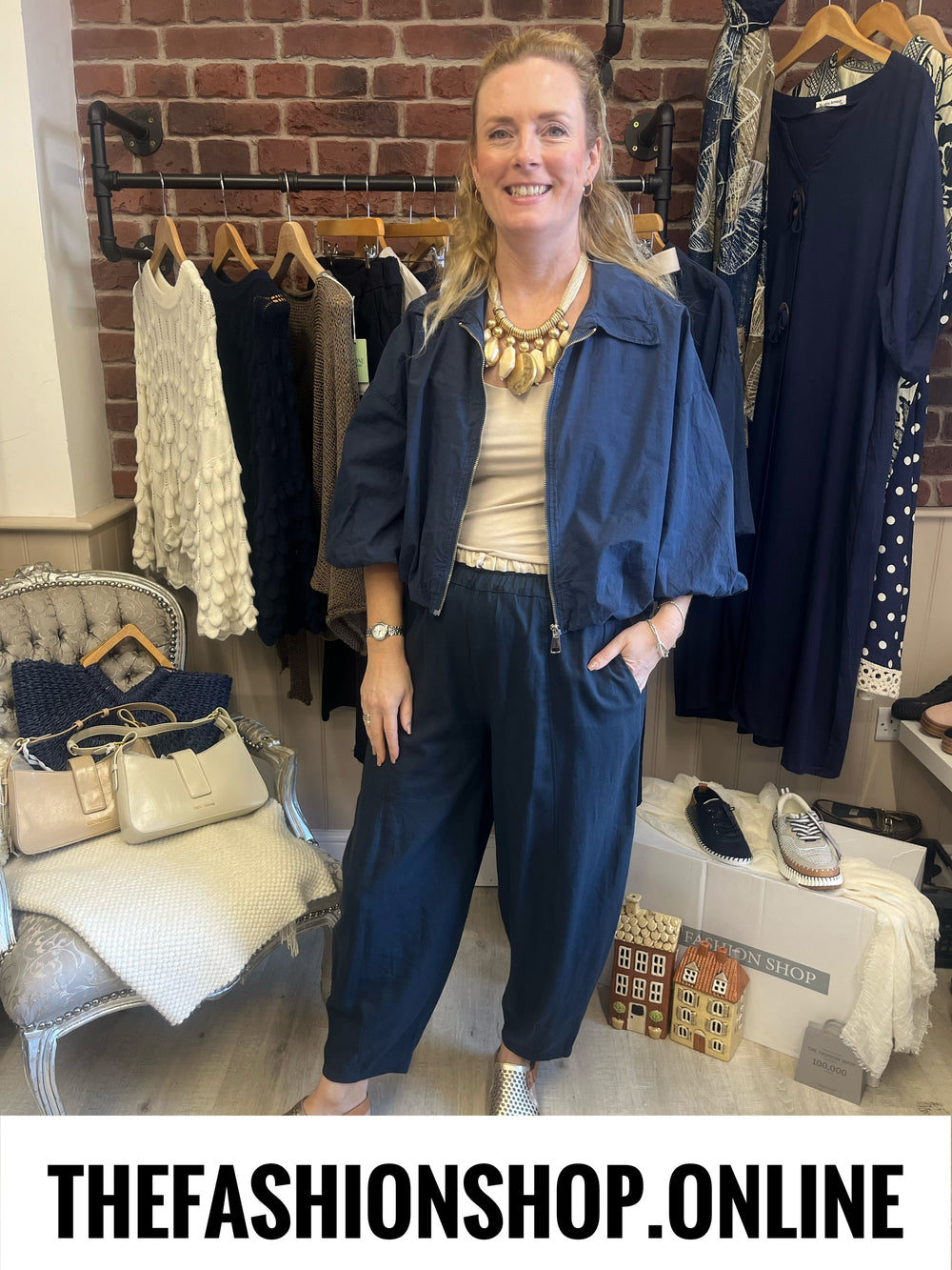 Jupiter navy bubble hem jacket 8-14