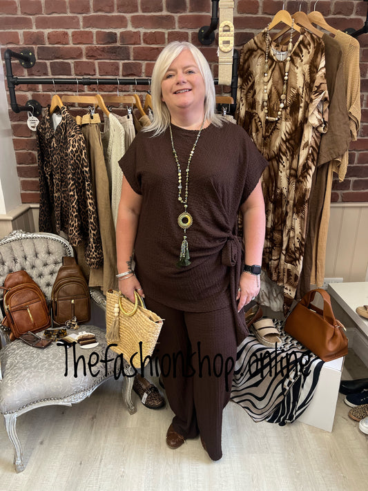 Lois brown side tie co-ord 12-20