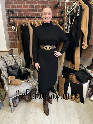 Milan black turtle neck jumper dress 12-16