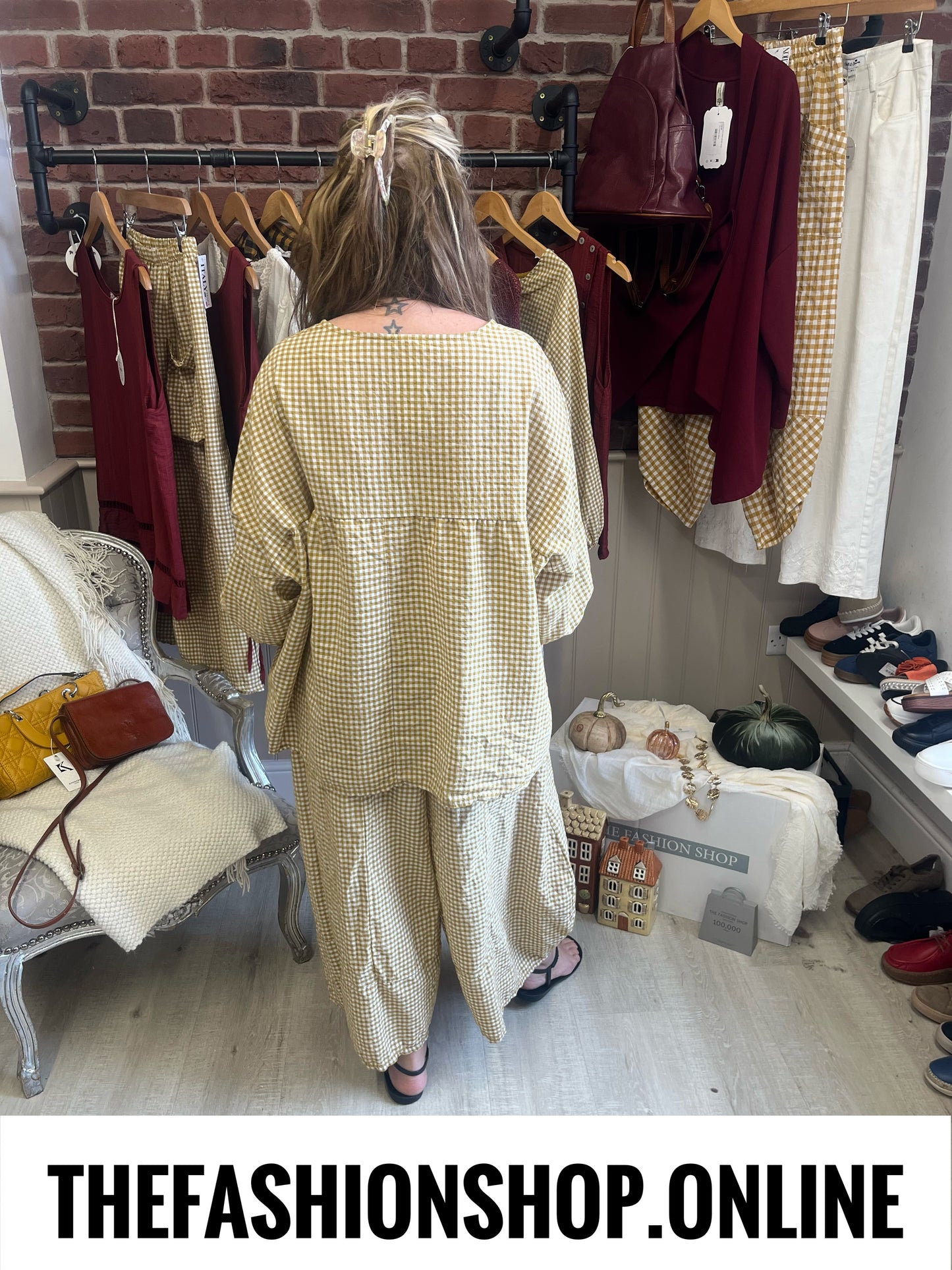 Imogen yellow gingham oversized top 10-16