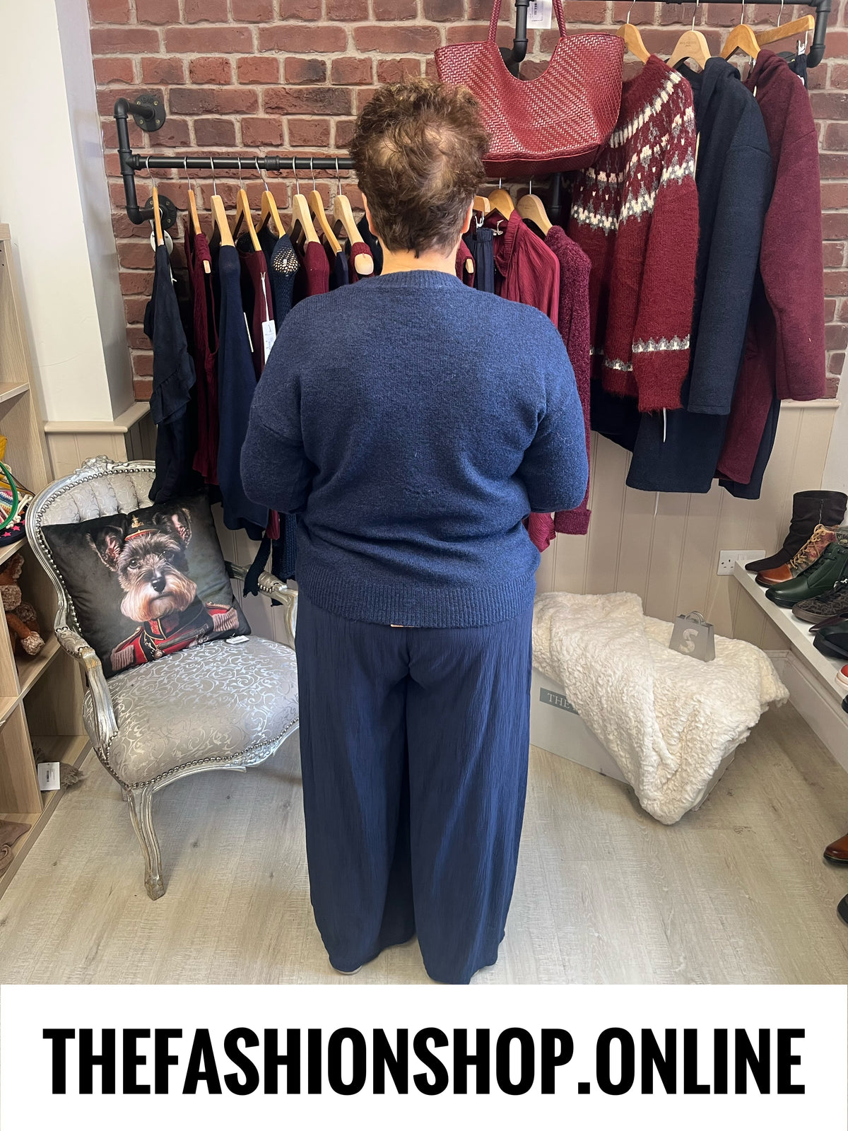 Lottie navy wool mix dog jumper 10-18